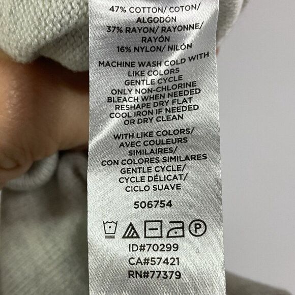 NWT Ann Taylor Factory Light Gray Ruffled Neck & Cuffs Sweater, XL, 3/4 sleeves - Picture 6 of 6